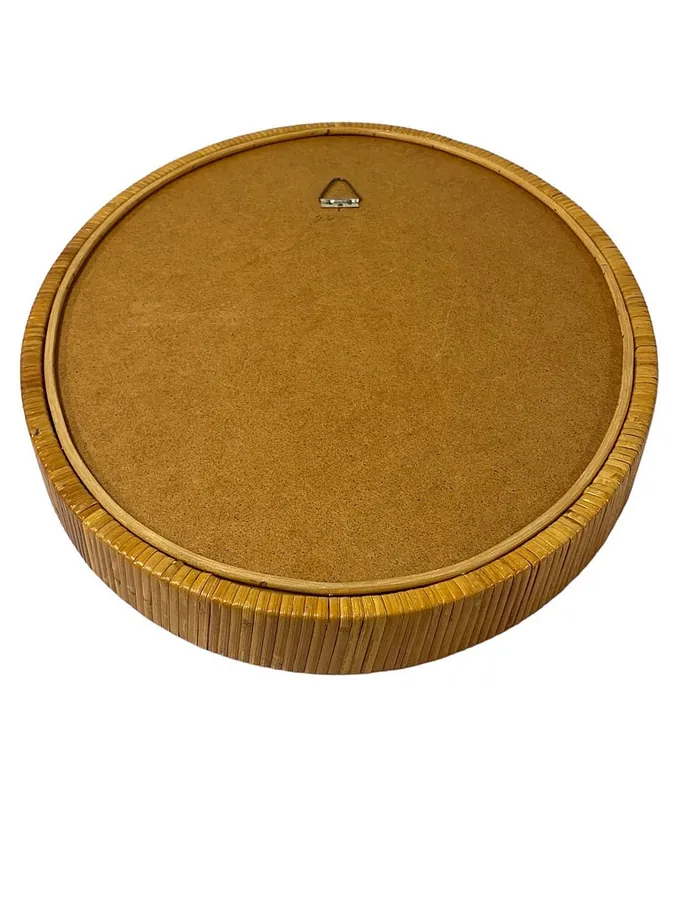 A Vintage Finnish Rattan Oval Mirror, 1960s