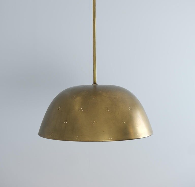 Paavo Tynell, Perforated Brass Ceiling Lamp Model 1953, Taito 1950s