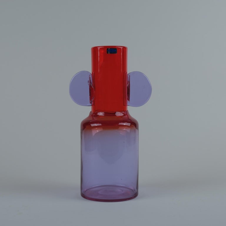 Playful Oiva Toikka 'Mickey Mouse' Art Glass Vase Model N529 for Nuutajärvi 1971