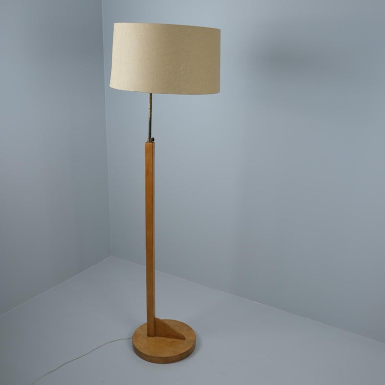 Rare Aino Aalto Floor Lamp Model 806A in Birch and Linen, Taito Oy 1930s
