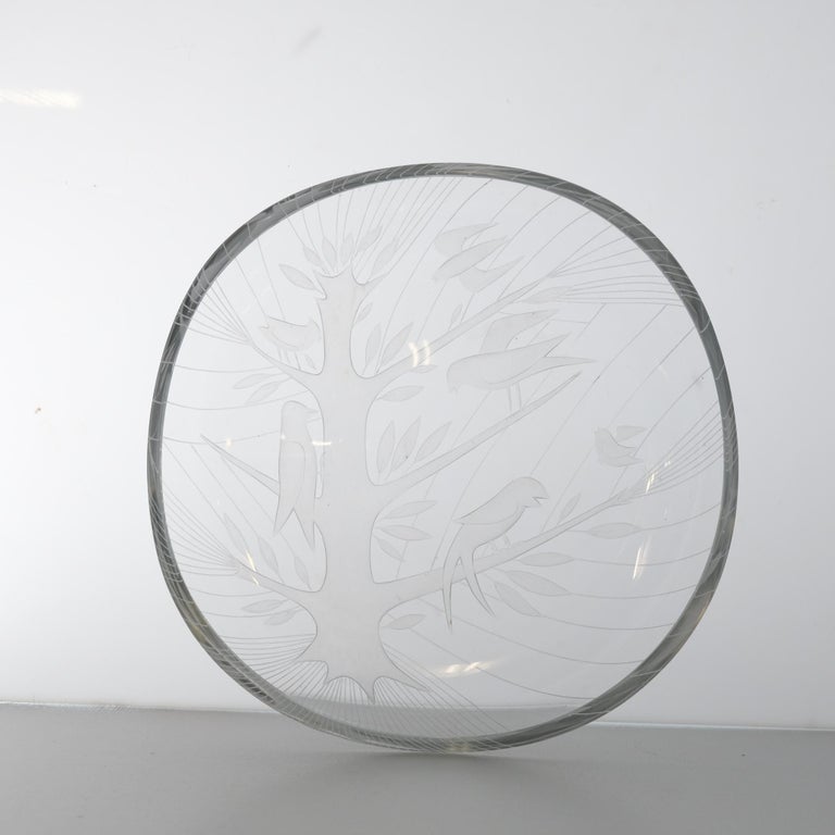 Helena Tynell, Theodor Käppi Engraved Bird Tree Model 6649, Riihimäen Lasi