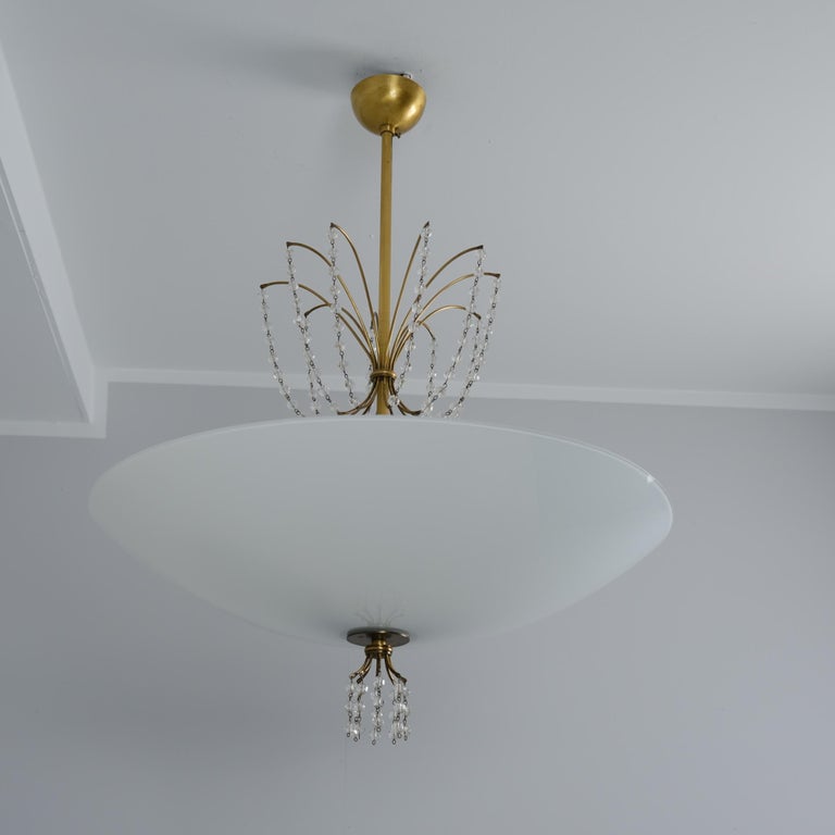 Lisa Johansson-Papé Chandelier Model 1068 in Brass & Glass