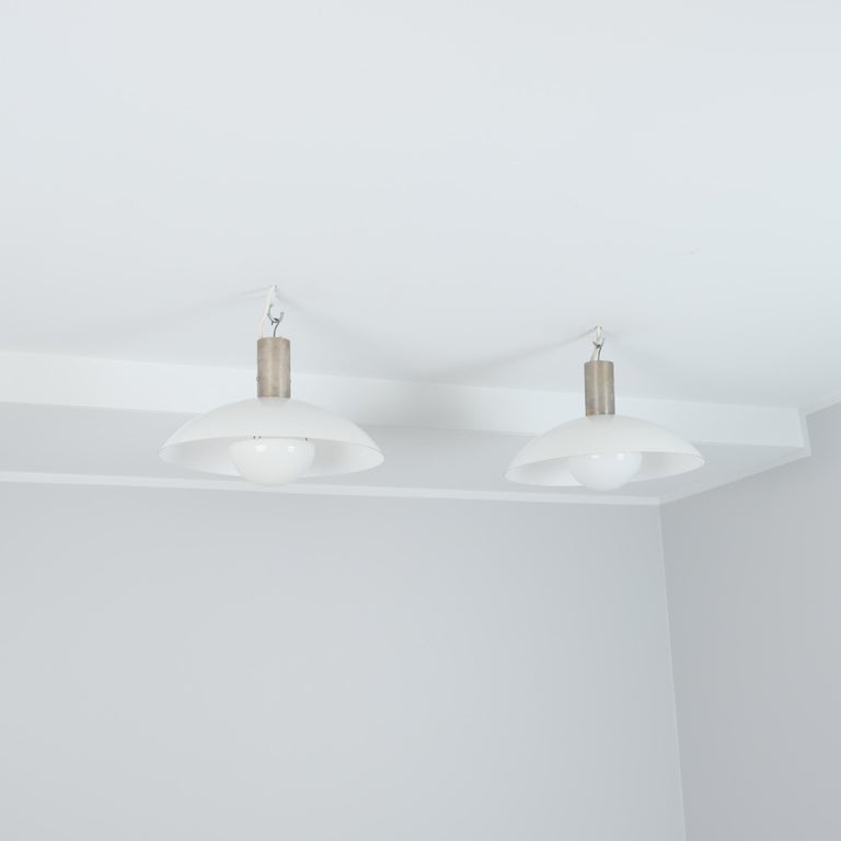 Art Deco Paavo Tynell Pendants, Chrome & Opaline Glass
