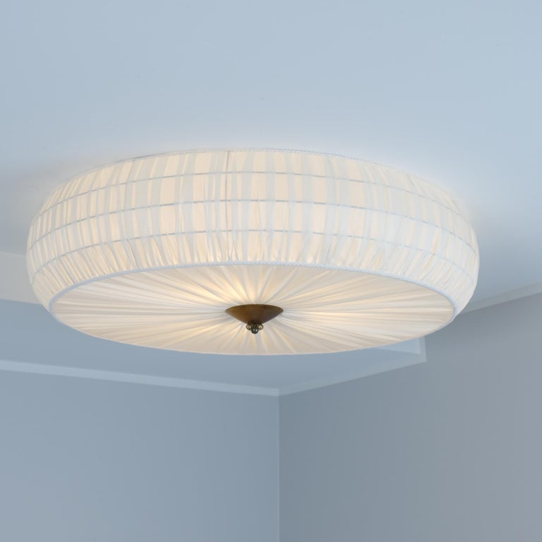 Large Flushmount Model 75-204 in Brass & Fabric, Stockmann Tukku