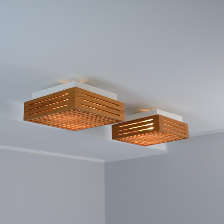 Swedish Designer Flush Mount in Pine, Stockmann Orno Model 72-502