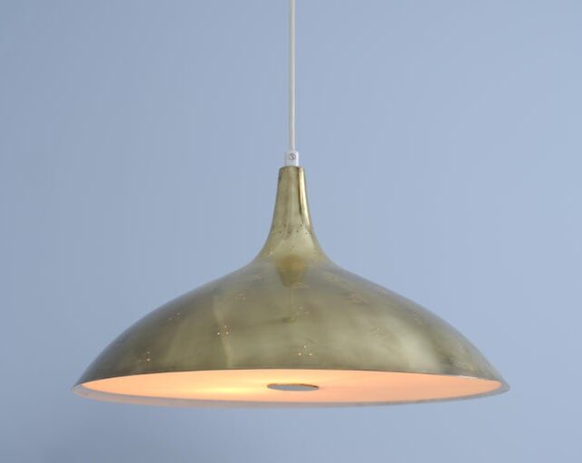 Paavo Tynell Brass Perfortated Ceiling Lamp Model 1965