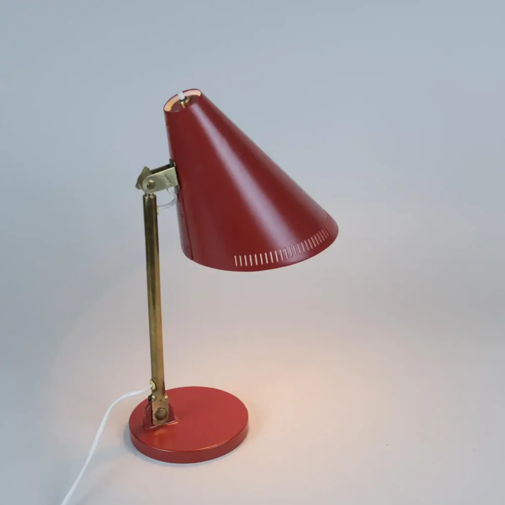 A Paavo Tynell Table Lamp Model 9222 In Red & Brass, Idman