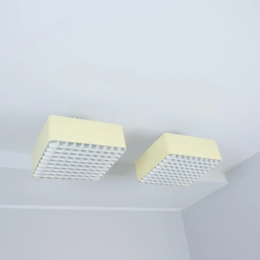 A Pair of Paavo Tynell Starry Sky Ceiling Lamps 9068, In Yellow & White
