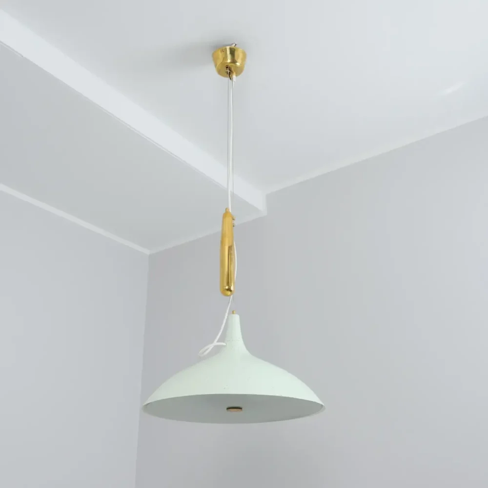 Paavo Tynell Adjustable Ceiling Lamp Model A1965 in Light Green, Taito 1950