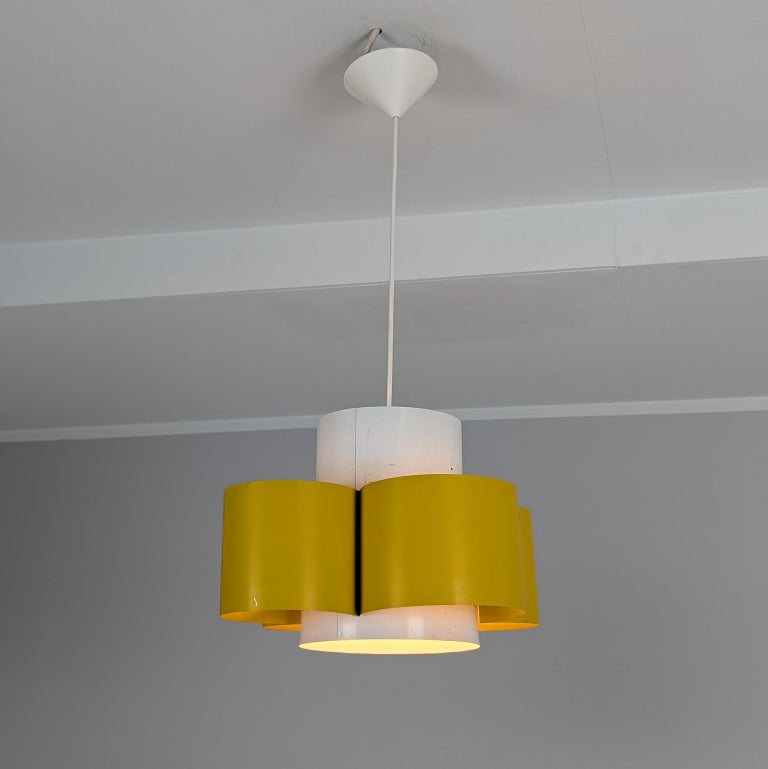 Modernist "Gingerbread" Pendant by Anna-Maija Salo, Yellow & White, Aris 1960s