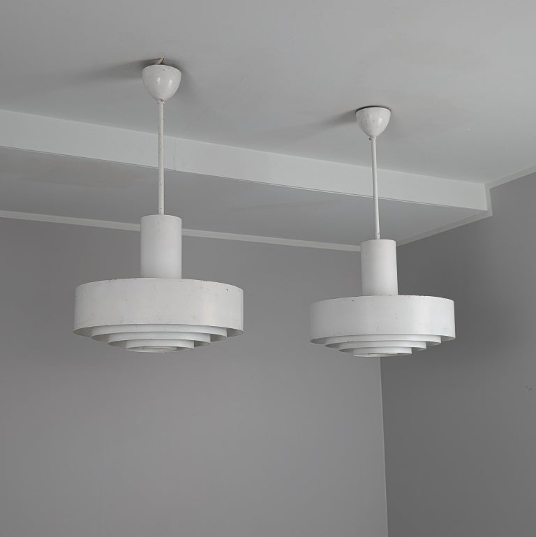 Pair of Industrial Style Slated Pendants Model AA 83, Itsu 1950s