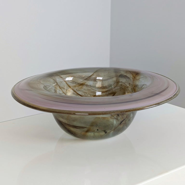 Decorative Glass Bowl in Smoky Colours, Mikko Merikallio, Studio Merikallio 1981