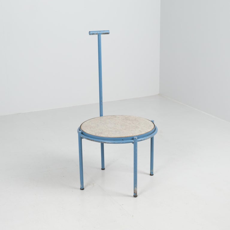 Charming Mid-Century Modern Step Stool in Blue Painted Metal, Finland 1950s