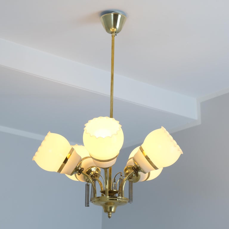 Mid-Century Finnish Design Lamp in Brass & Glass, VP, 1960s