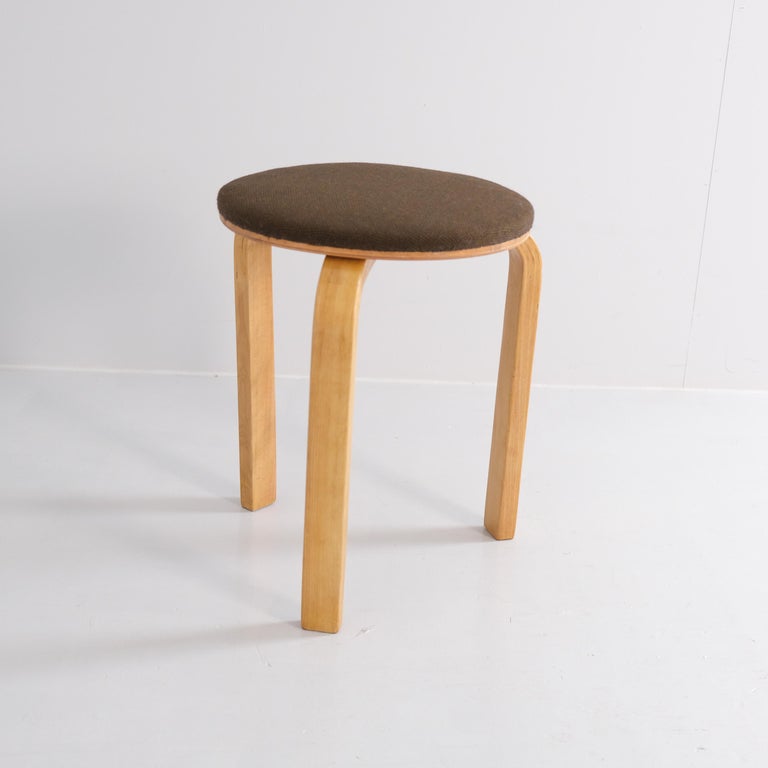 Rare Alvar Aalto 3-legged "Sandwich" Stool Model 60 In Birch, Artek 1940s