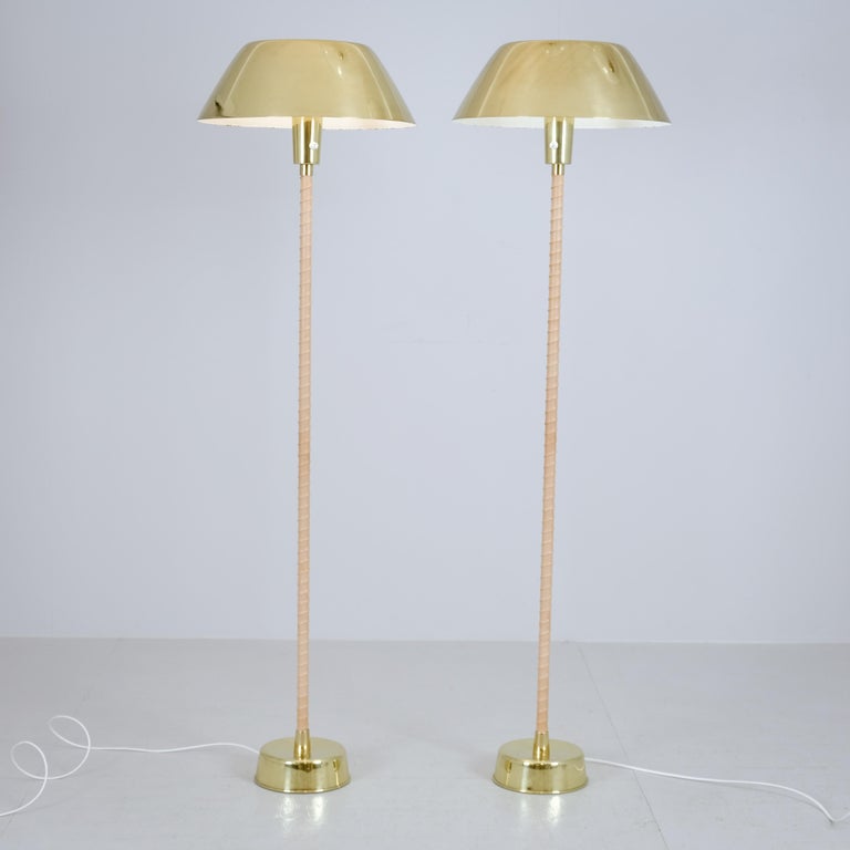 Pair of Lisa Johansson-Papé Ihanne Floor Lamps in Brass, Orno, Stockmann 1950s