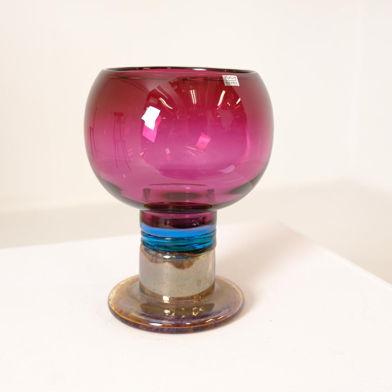 Kaj Franck Art Glass Multi Coloured Goblet, Nuutajärvi 1960s
