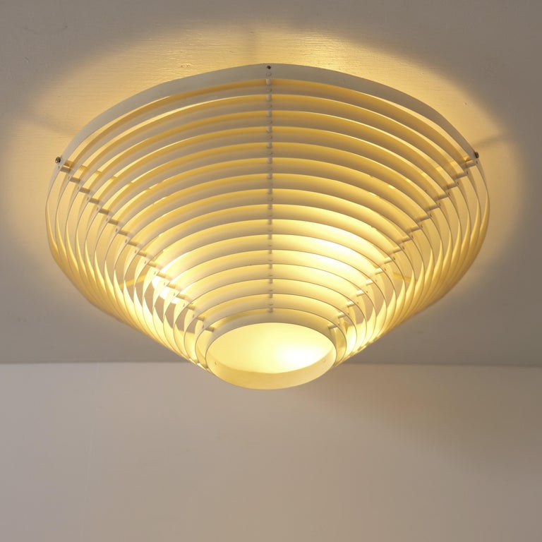 Alvar Aalto Slatted White Flush Mount Model. A 622 B Valaisinpaja Artek 1980s