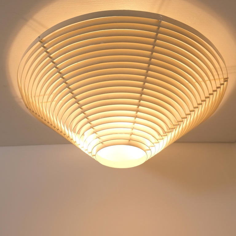 Alvar Aalto Large White Flush Mount Model. A 622 A Valaisinpaja Artek 1980s