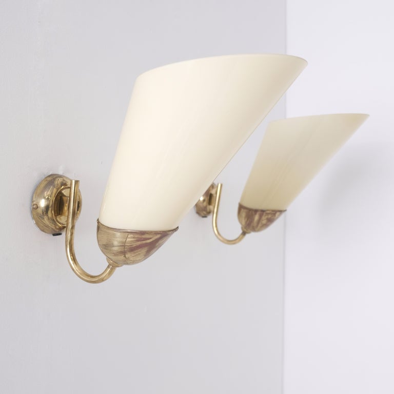 Pair of Mid-Century Sizable Wall Lamps 71011, Mauri Almari, Idman 1950s