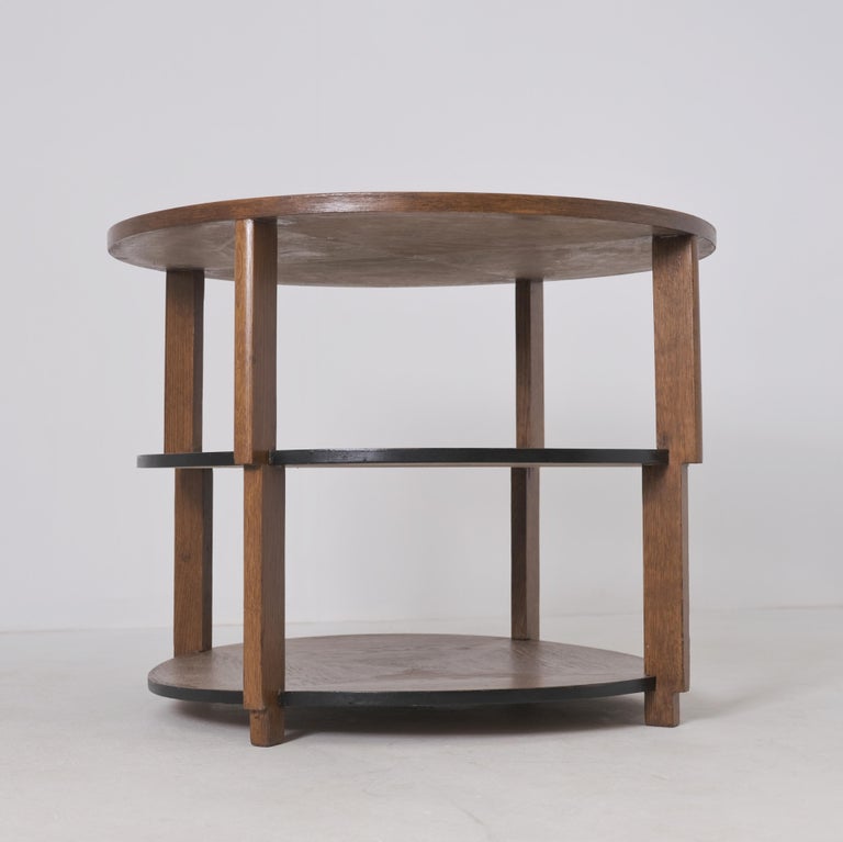 Round Art Deco Coffee Table Model 160 in Oak, August-Avonius Lahti 1930s