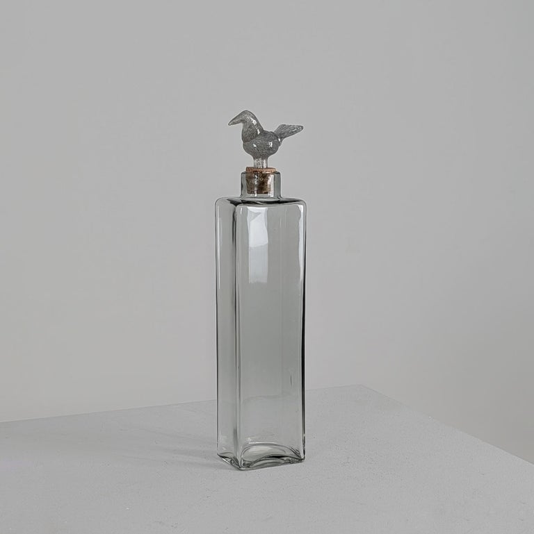 Kaj Franck Blown Glass Raven Bottle Model KF 508 for Nuutajärvi Finland 1962