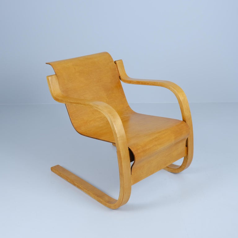 Early Alvar Aalto Spring Chair Model 31, Bent Plywood and Birch, Artek 1940s