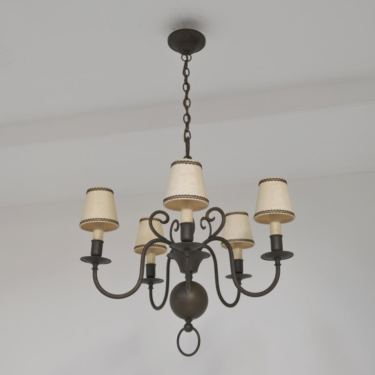 Paavo Tynell Baroque Style Chandelier Model 1909 in Patinated Brass, Taito 1930s