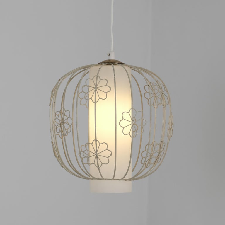 Mid-Century Modern PSO Flower Cage Ceiling Lamp, Finland 1950s