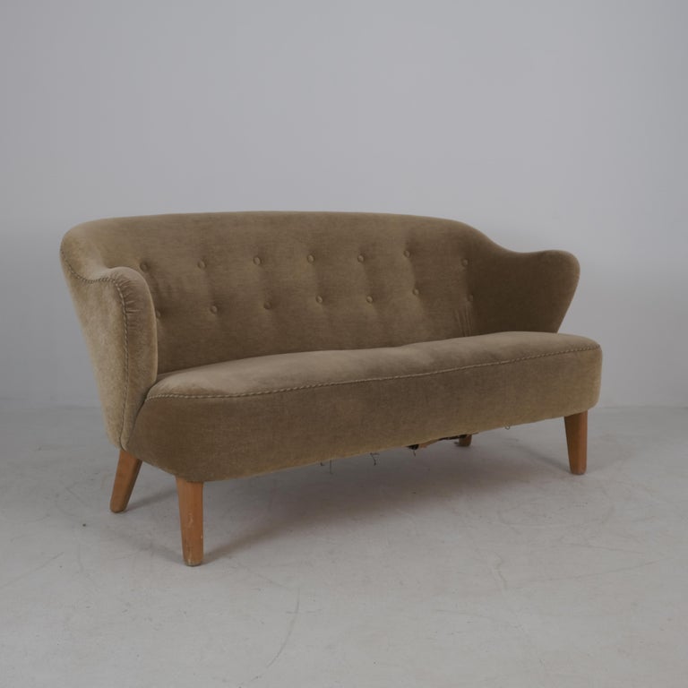Flemming Lassen, 'Ingeborg' Sofa, Beech & Fabric, Original Condition, Asko 1950s
