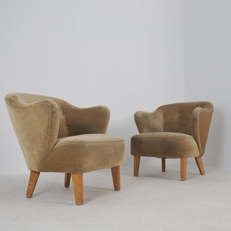 Pair of Flemming Lassen Ingeborg Chairs in Original Condition, Asko 1950s