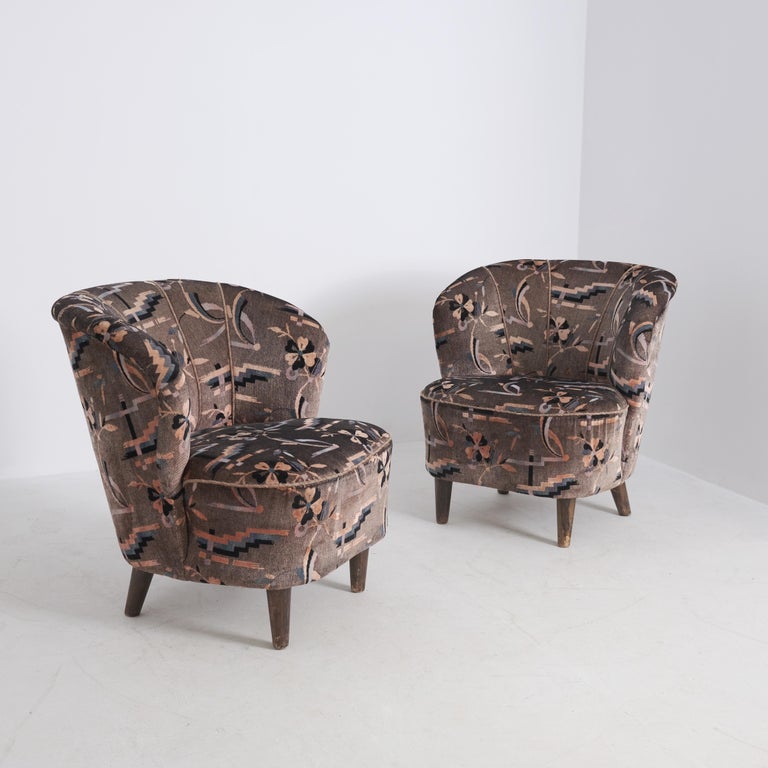Pair of Mid-Century Elisabeth Chairs in Original Upholstery, Asko 1950s