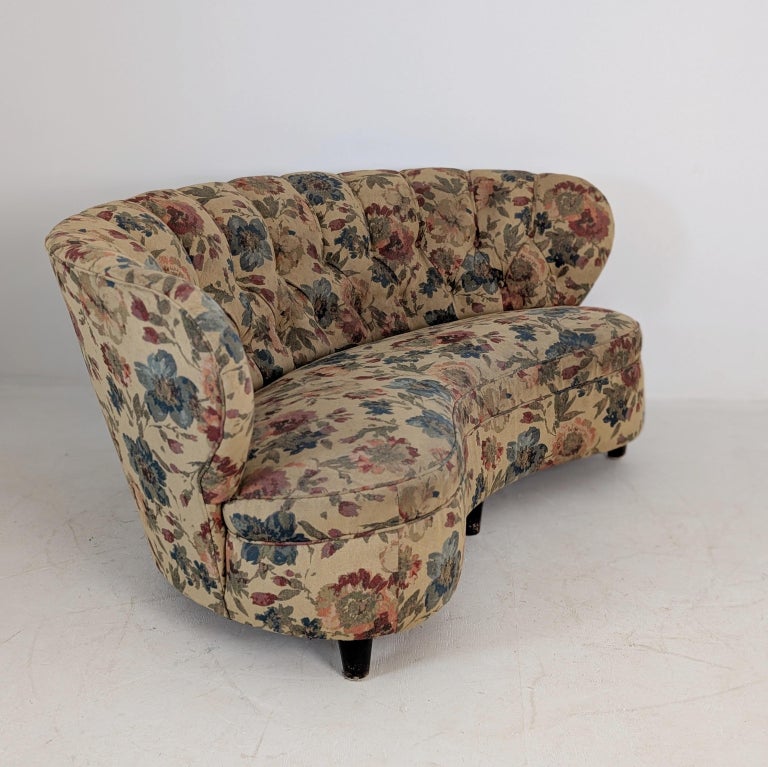 Finnish Design Curved Sofa Attributed to C. J. Boman, Circa 1940s