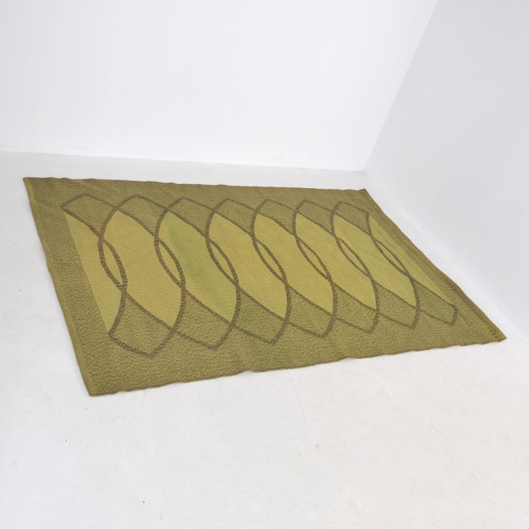 Aapo Härkönen Modern Wool Carpet in Green Tones, Finland 1950s