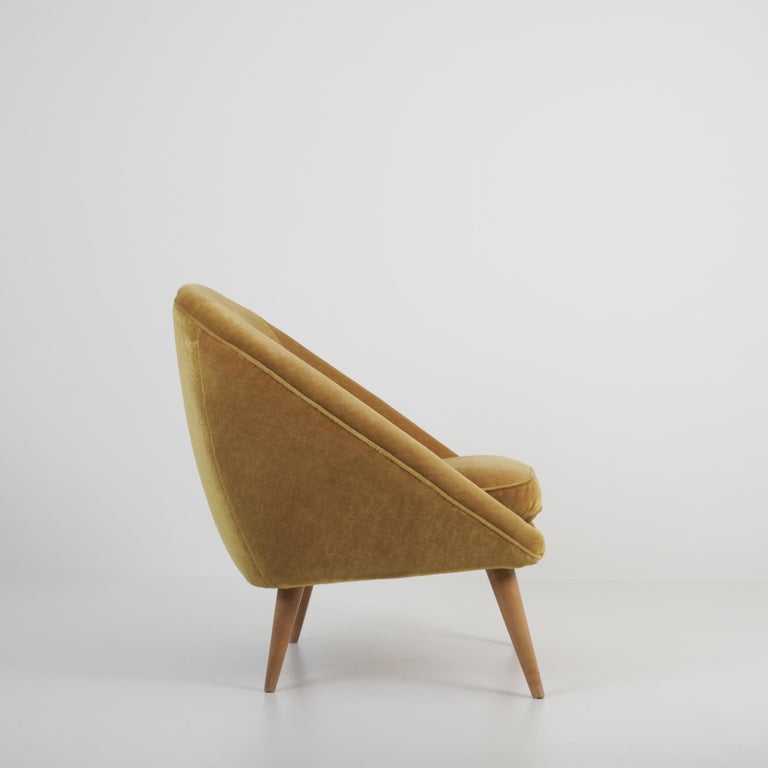 Mid-Century Modern Armchair in Mustard Yellow, Jean Royere Style, Finland 1950s