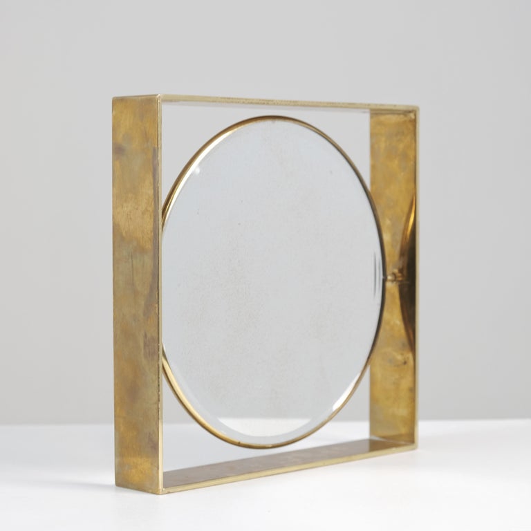 Two Sided Mid-Cetury Modern Brass Mirror, Finland 1950s