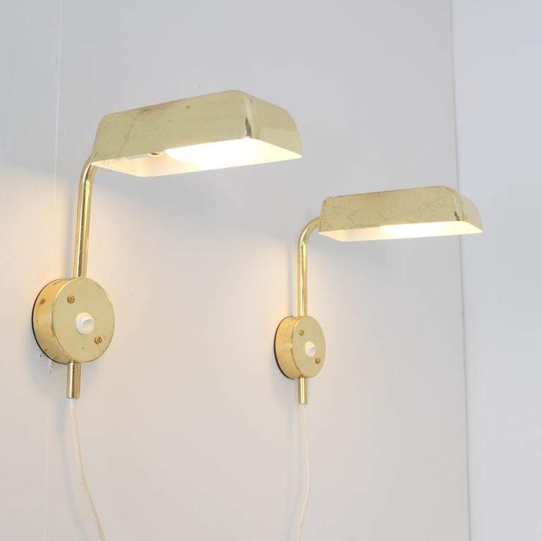 Pair of Vintage Hans-Agne Jakobsson Adjustable Brass Scones C2796/1 Sweden 1970s