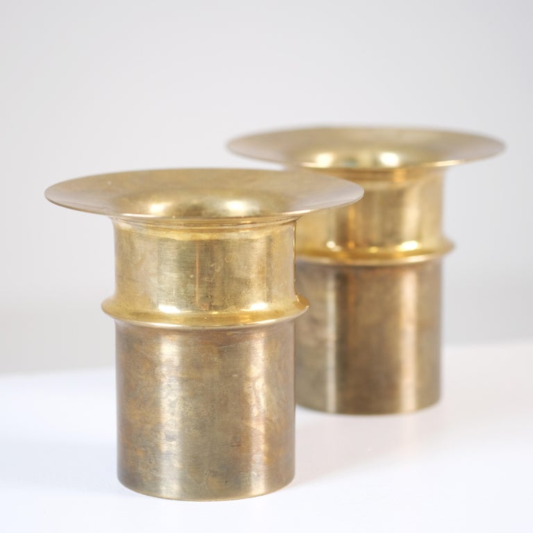 Pair of Tapio Wirkkala Bronze Candle Holders TW 486, Kultakeskus Oy
