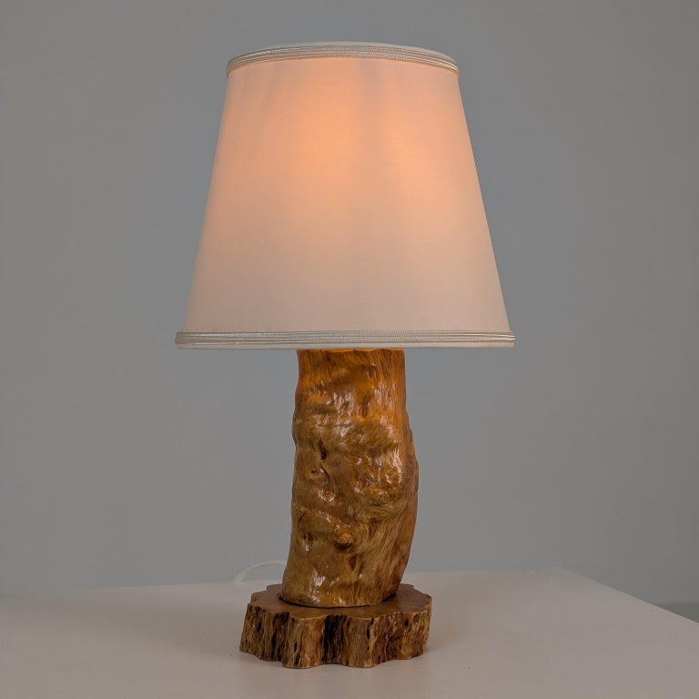 Vintage Organic Table Lamp in Curly Birch, Finland 1945