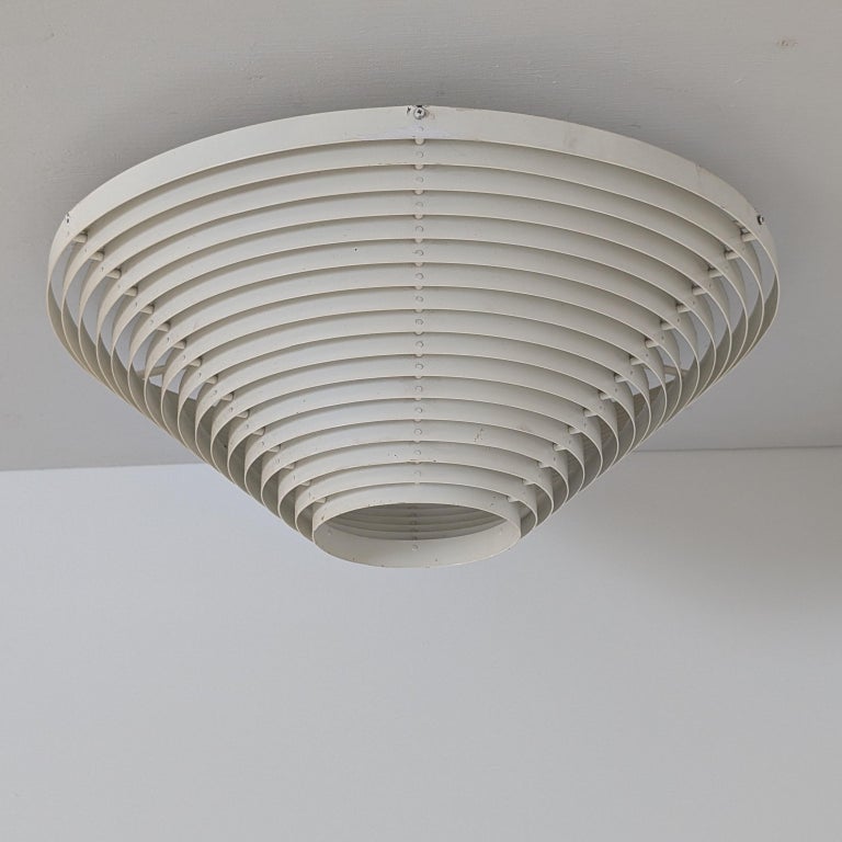 Alvar Aalto Slatted White Flush Mount Model. A 622 B Valaisinpaja Artek 1980s