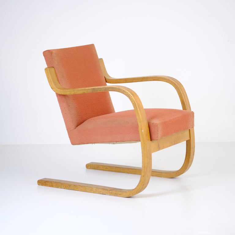 Alvar Aalto Paded Cantilever Armchair Model 43, Artek 1940s