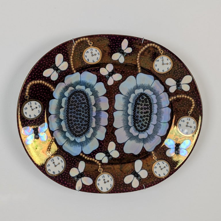 Birger Kaipiainen "Duetto" Decorative Dish in Black & Gold Beads, Arabia 1980s