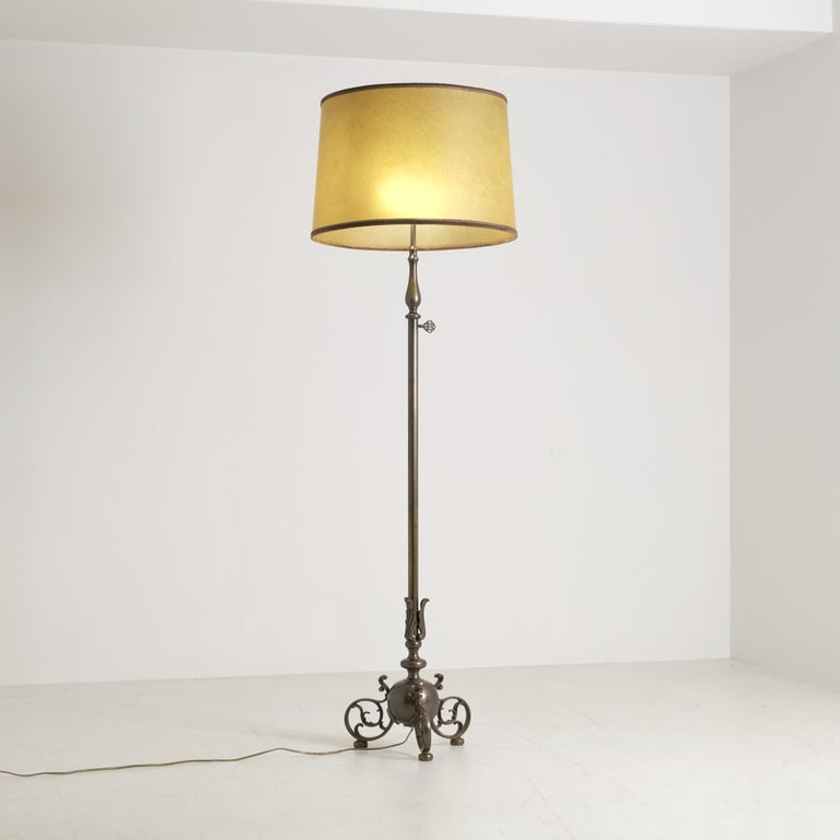 Sievä Baroque Style Adjustable Brass Floor Lamp, Finland, 1970s